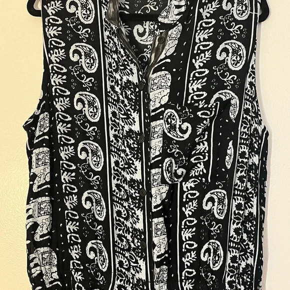 Soft Surroundings | Sydney Paisley & Elephant one piece jumpsuit women’s size L - Picture 4 of 10
